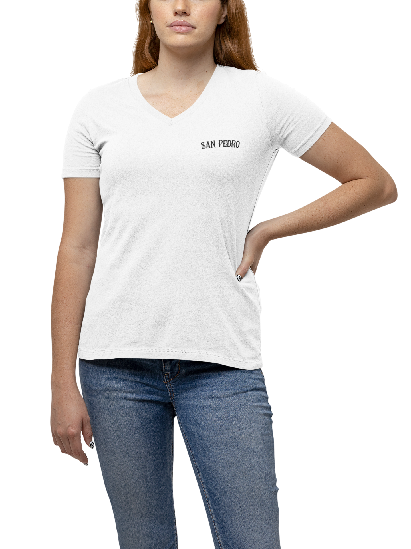 Vincent Thomas Woman's V Neck (White)